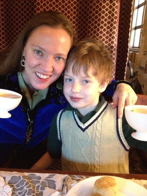 Mom and Son Having Tea